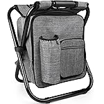 Kikerike Backpack Stool Cooler Chair Heavy Duty 300 LBS Max Load Portable Lightweight Stool Backpack Folding Fishing Cooler Seat for Camping Hunting Fishing - Gray