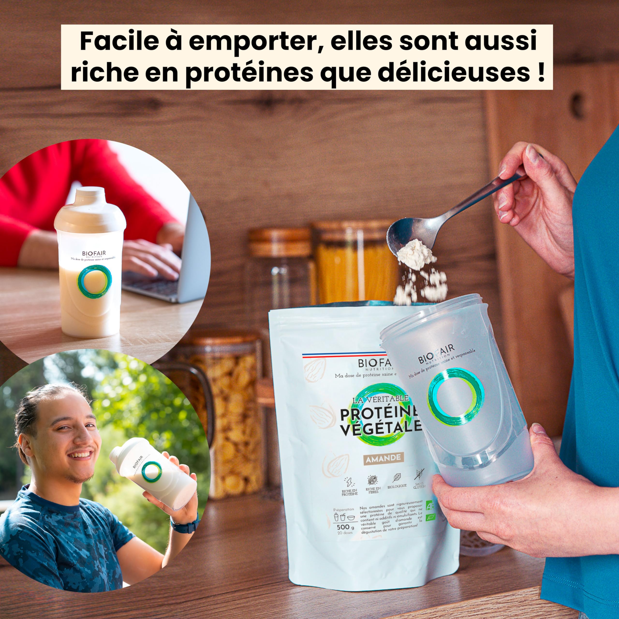 Protéine Vegan, Végétale et Bio - À Base d'Amande de Sicile - Saine, 100% Naturelle et Responsable - 20 Doses de 25 Gr - 500 Gr