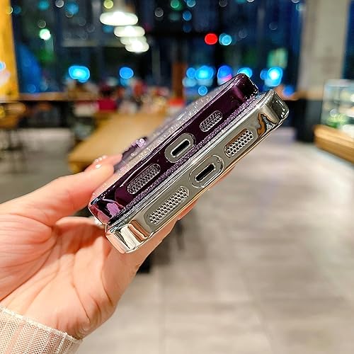 Miniatura 6 de wahhle Funda magnética para iPhone 13 Pro Max, chapado de lujo, bonita funda transparente con tarjeta de purpurina compatible con Magsafe para