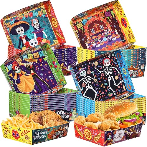 Miniatura 8 de Harloon Paquete de 36 bandejas de papel para fiestas mexicanas de 5 libras, nachos grandes, bandejas de papel para fiestas, hamburguesas, papas