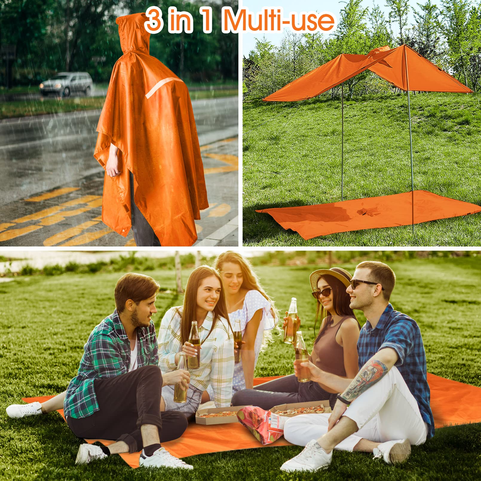 Poncho imperméable léger réutilisable avec pochette de transport pour cyclisme, randonnée, camping, activités de plein air