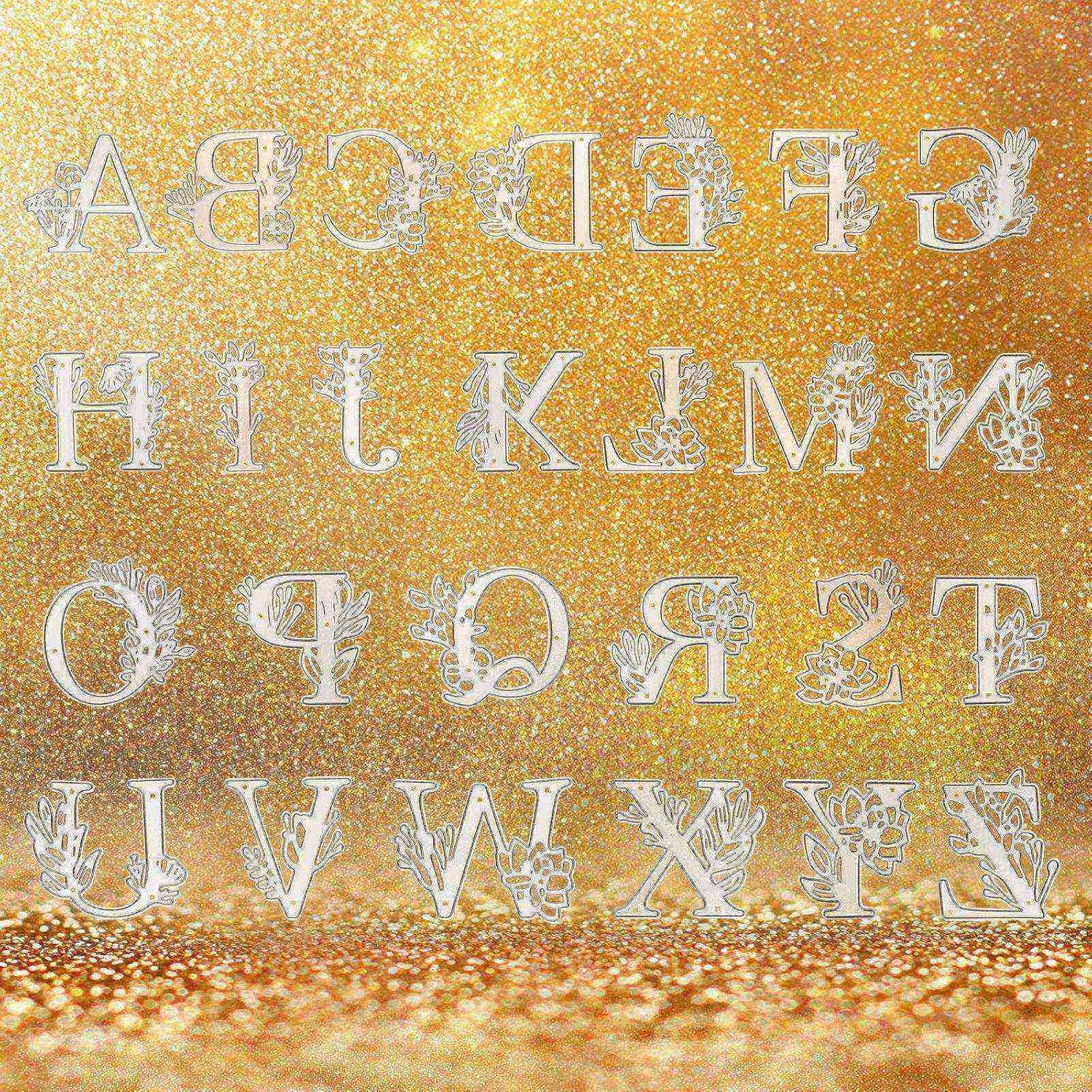 Letters and Numerals Die Cuts for Card Making Scrapbooking & Stamping Supplies Stencils for Card Making Crafters Companion Stamps and Metal Dies for Paper Crafting (Flower English Letter)