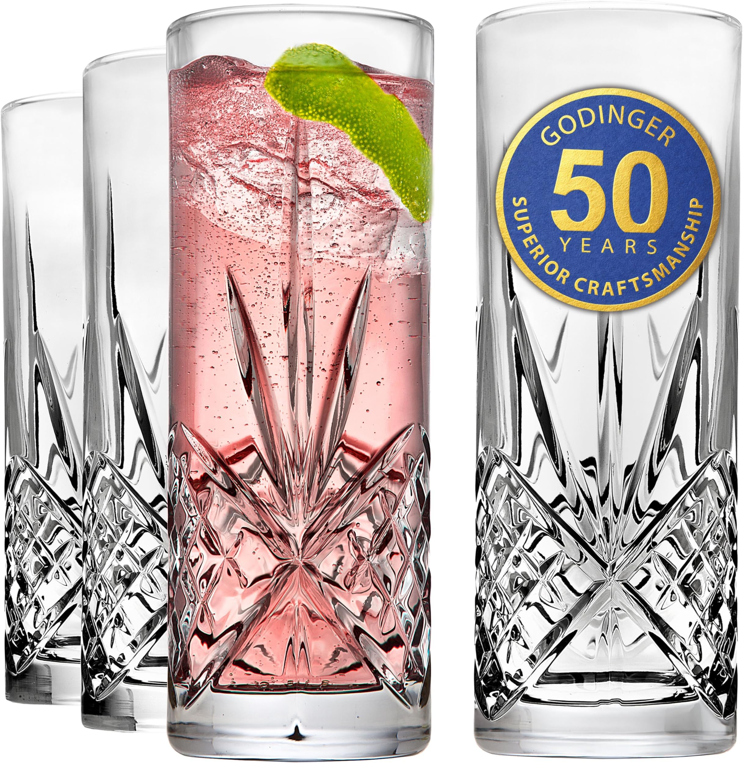 Tall Beverage Glasses Collins All Purpose - Dublin Collection, SET OF 4