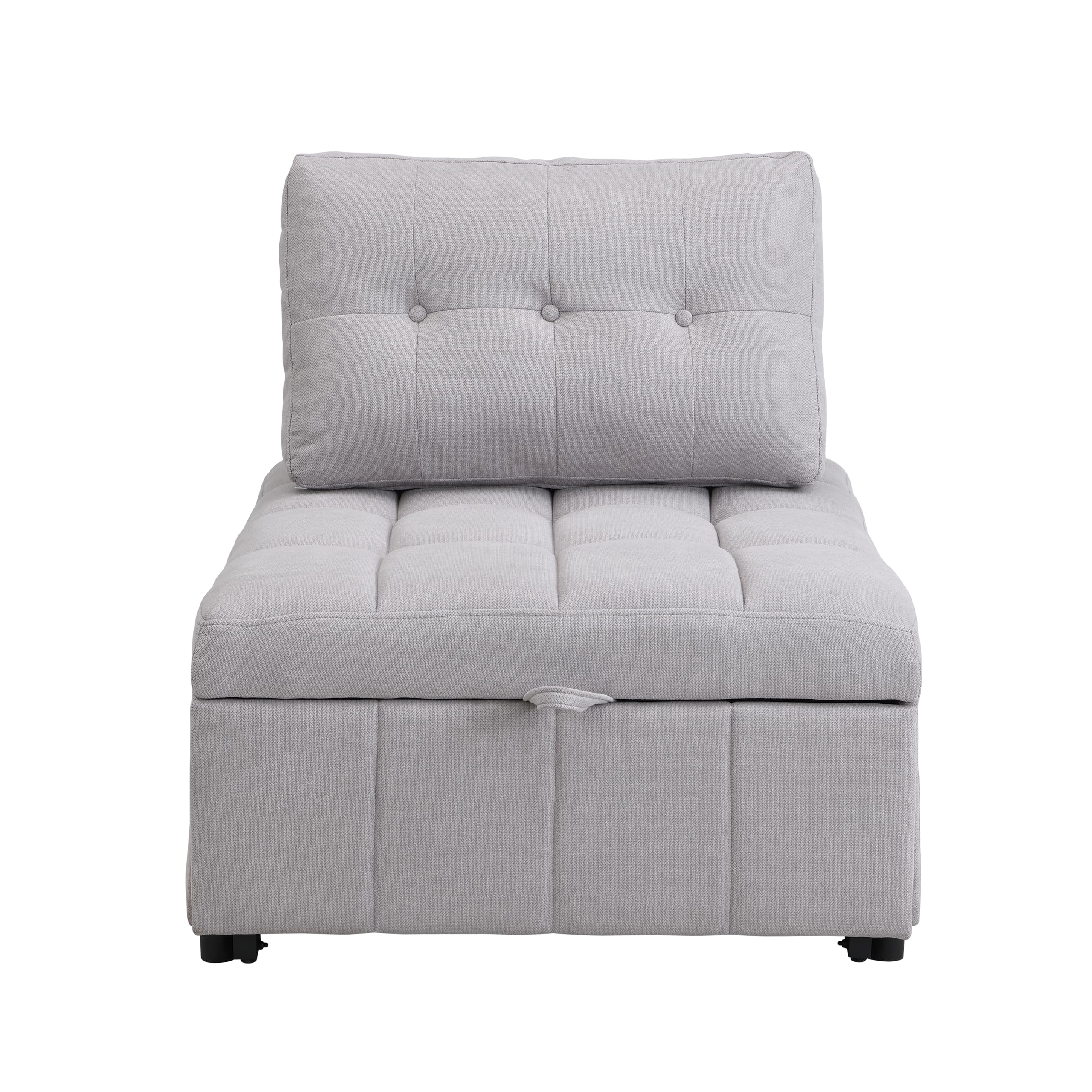 Brigros - Poltrona Letto Singolo In Tessuto Con Schienale Traslante, Poltrona Relax Allungabile A Letto A Scomparsa Singolo Salvaspazio, Pouf Per Camera O Salotto (Grigio Chiaro)