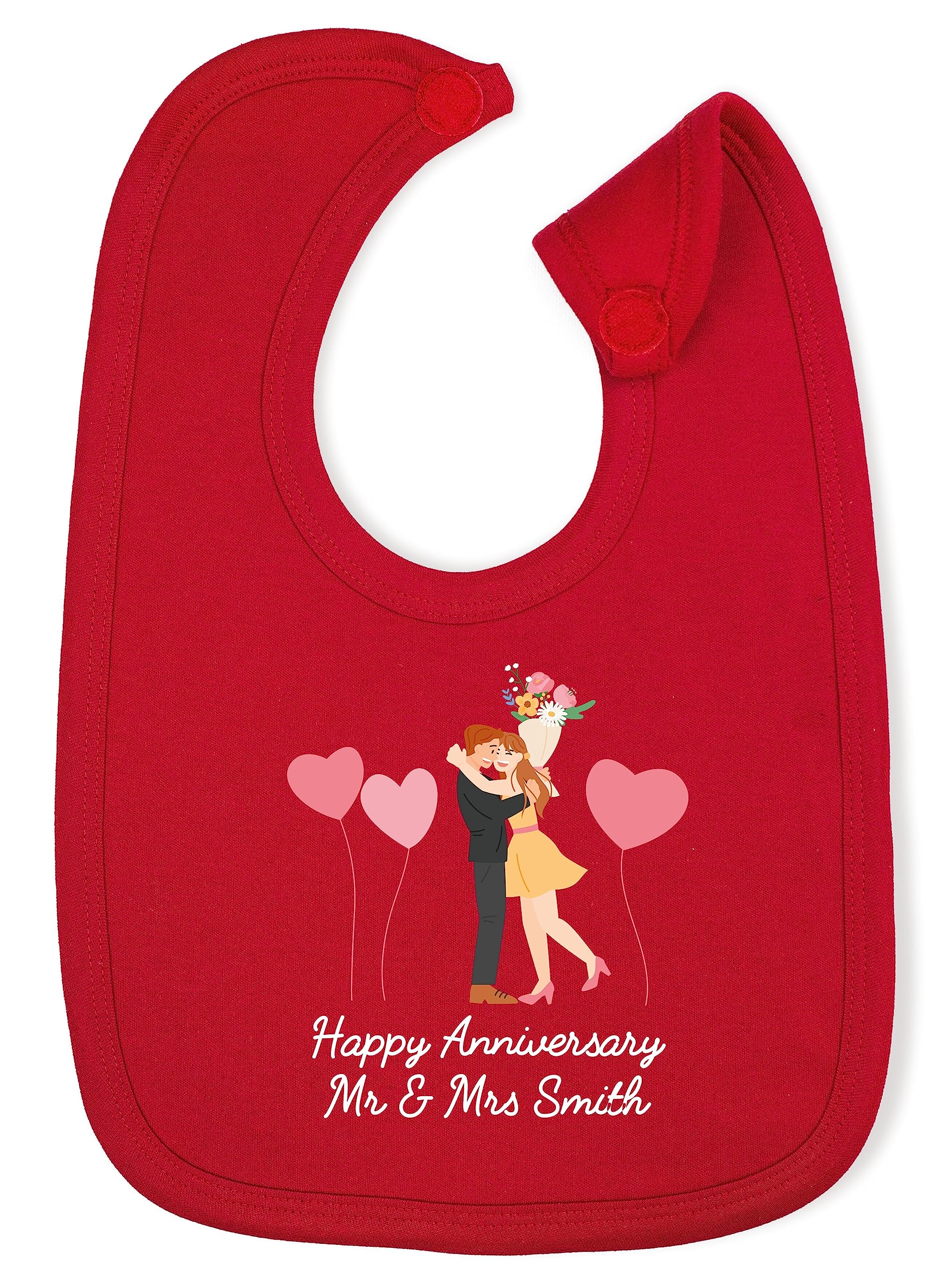 Hippowarehouse Personalised Happy Anniversary cotton baby nursing bib boys girls 35cmx22cm