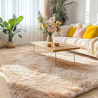 OLANLY Area Rugs for Living Room Bedroom, Machine Washable 4x5.9 ft Soft Fluffy Shaggy Bedside Rug, Indoor Floor Carpet for Kids Girls and Boys, Dorms, Nursery Rooms, Home Decor Aesthetic, Grey