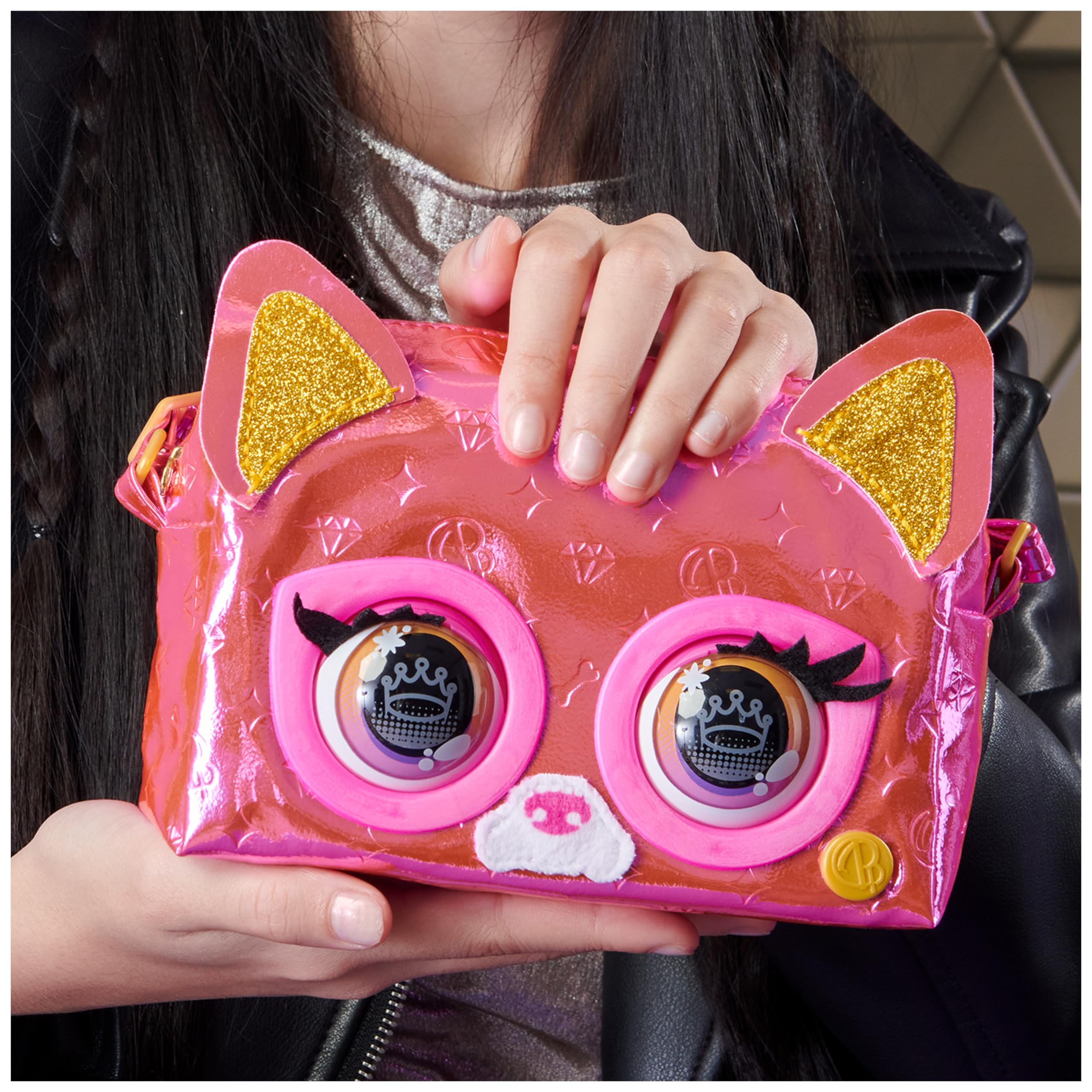 Purse Pets - Bolso Mascota INTERACTIVA - Flashy Frenchie - Bolso niña y Mascota Interactiva Gata Frenchie con más de 30 Sonidos y Reacciones - 6065589 - Juguetes niña 5 años +