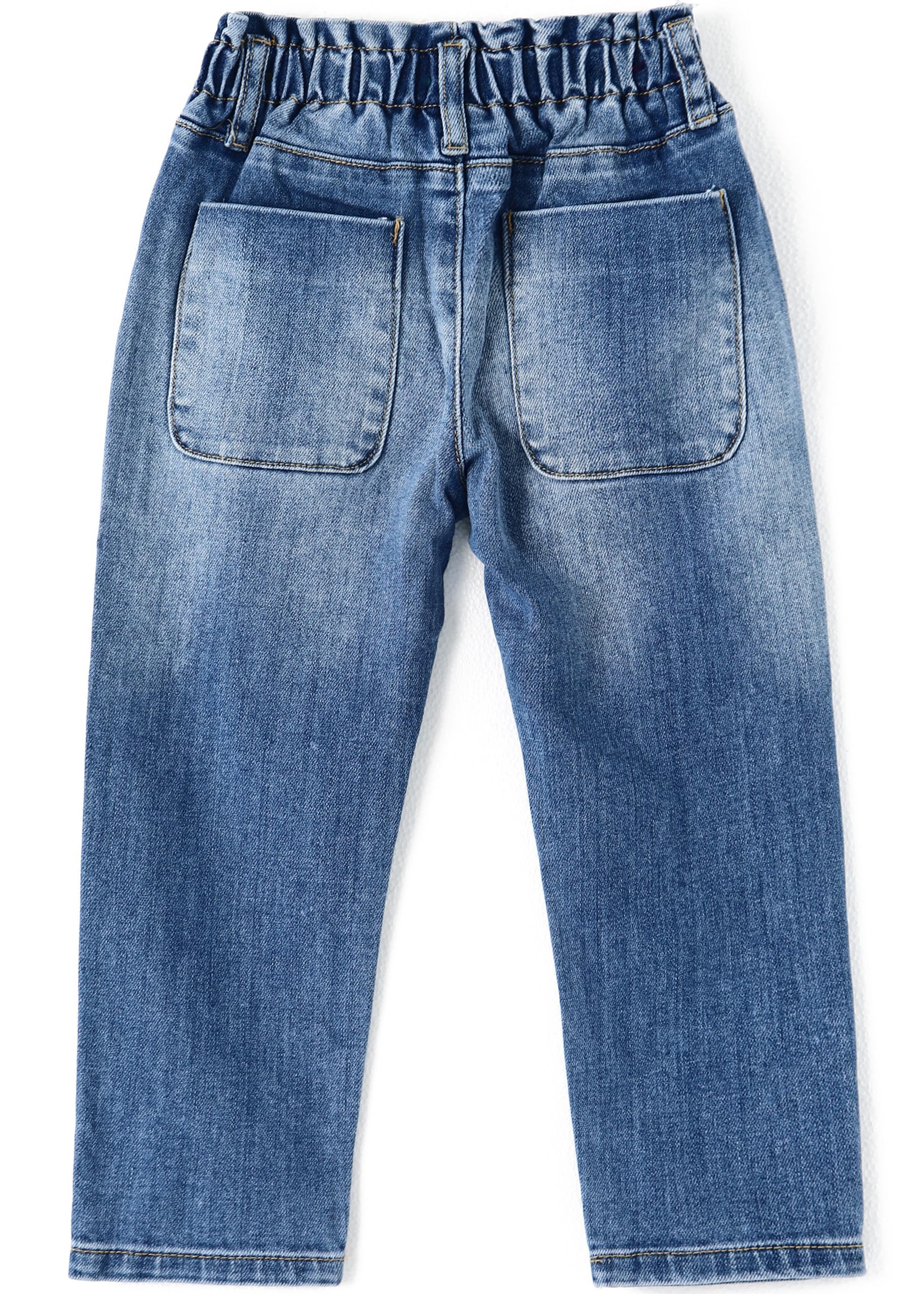 KIDSCOOL SPACE Pantalon en Jean à Volants et Taille élastique pour Petite Fille