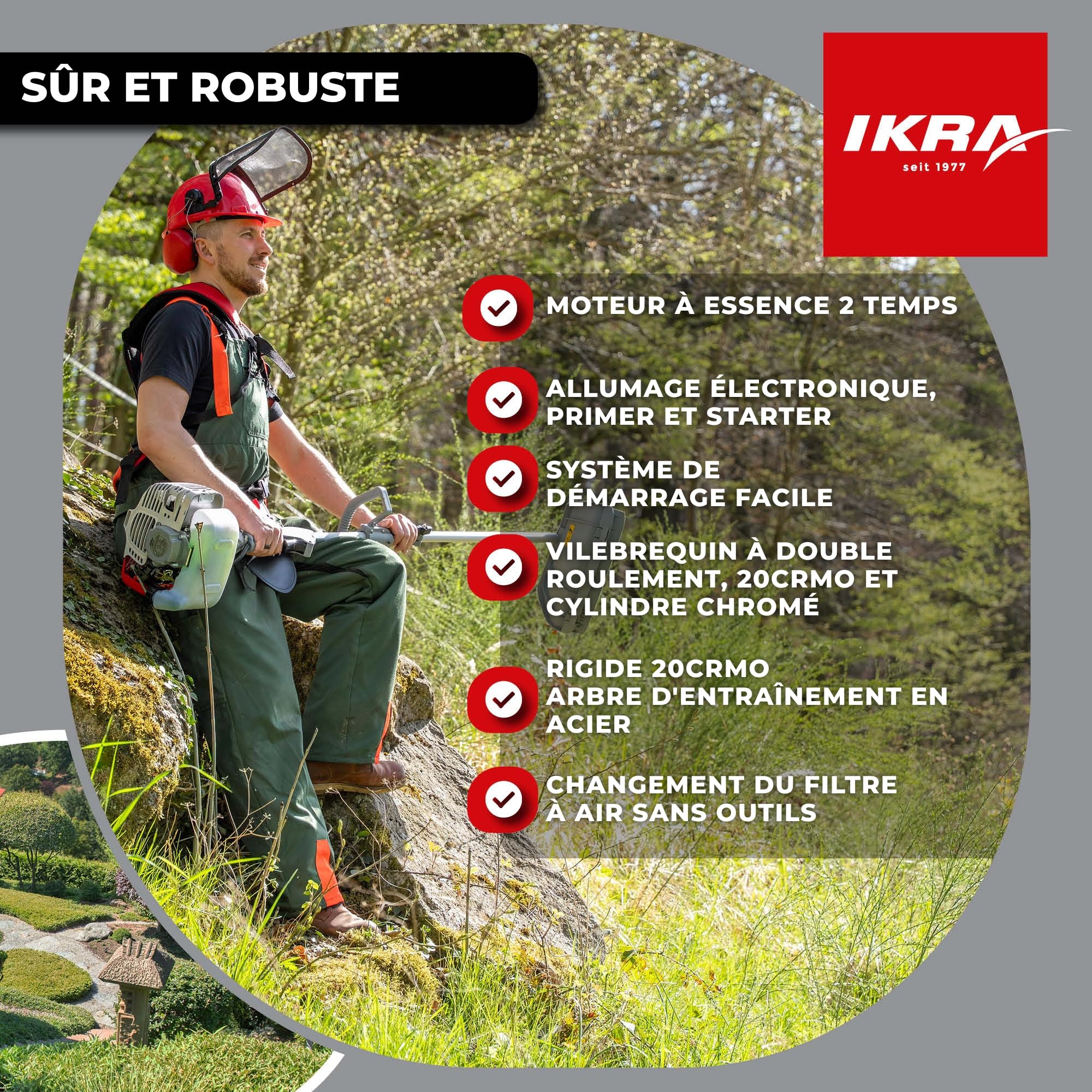 IKRA Multitool IBKH 52-1 à Essence 4en1, 51,7 cm³, 1,5 KW, avec bandoulière