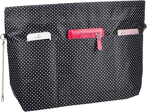 Vercord Organizador de bolsas de mano extra grueso grande de viaje con lunares negros