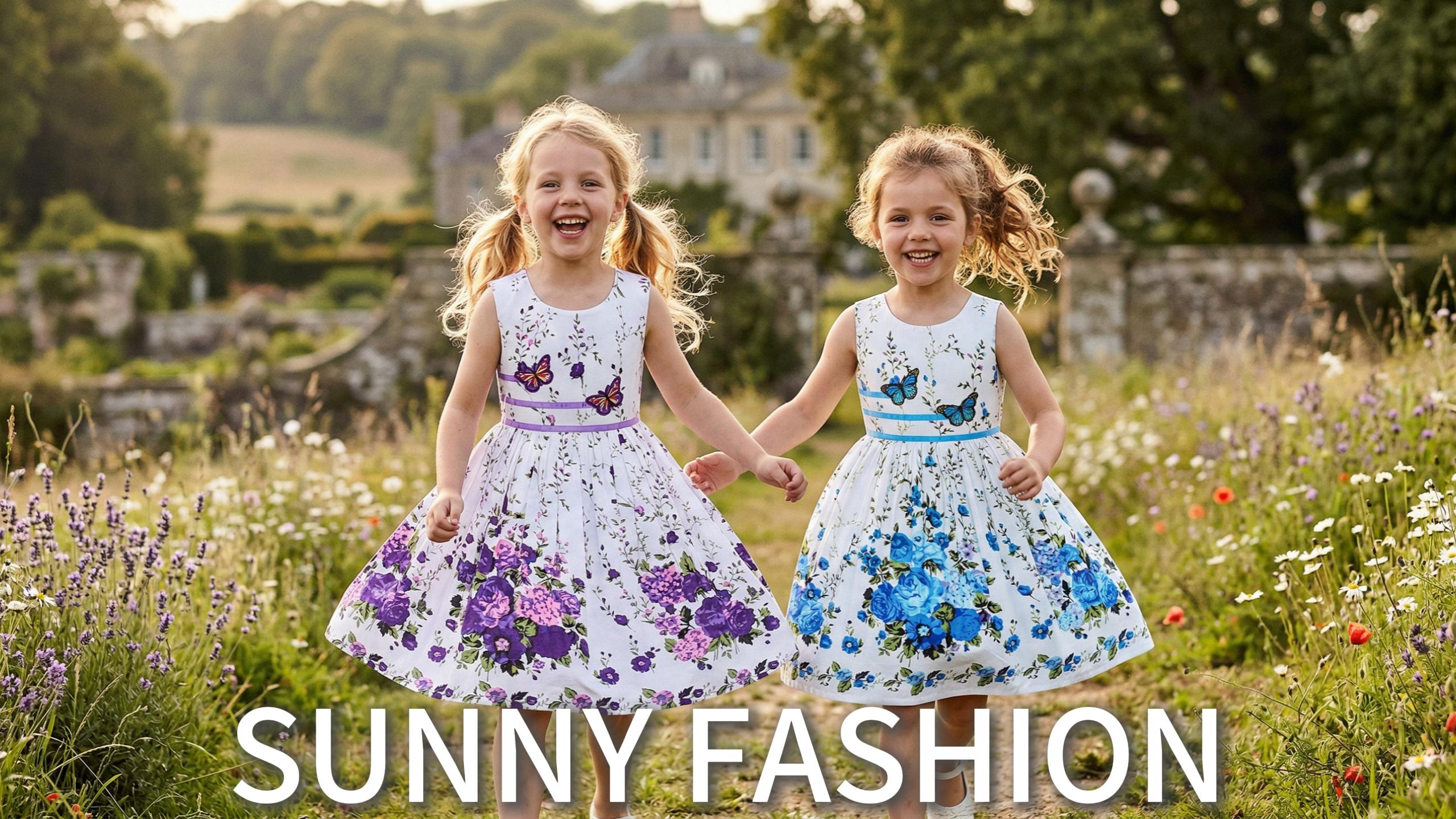 Amazon.com: Girls Dress Blue Butterfly Casual Floral Party Size 4-5:  Clothing, Shoes & Jewelry