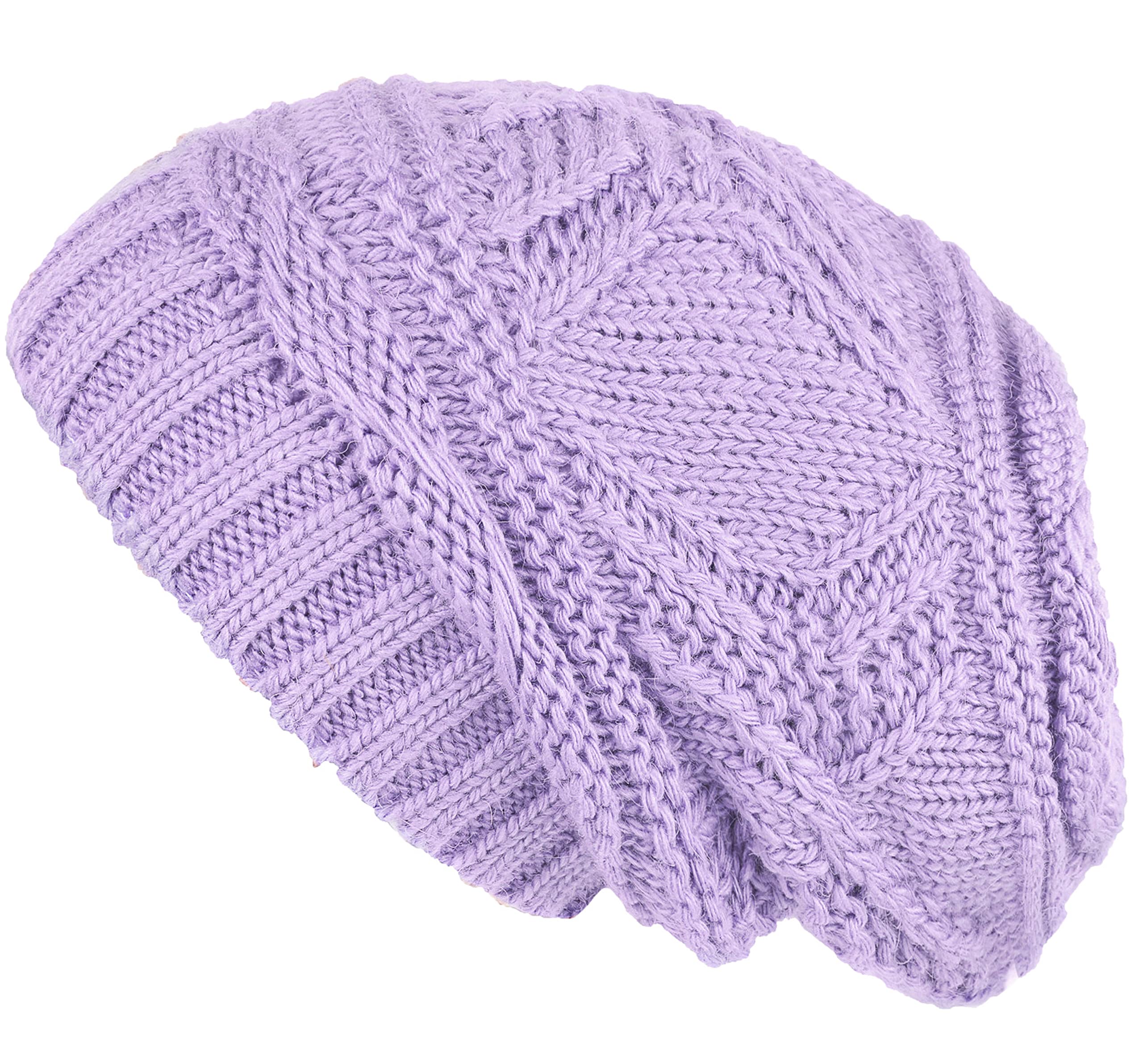 Lilax Women's Lavender Knit Slouchy Oversized Soft Warm Winter Beanie Hat