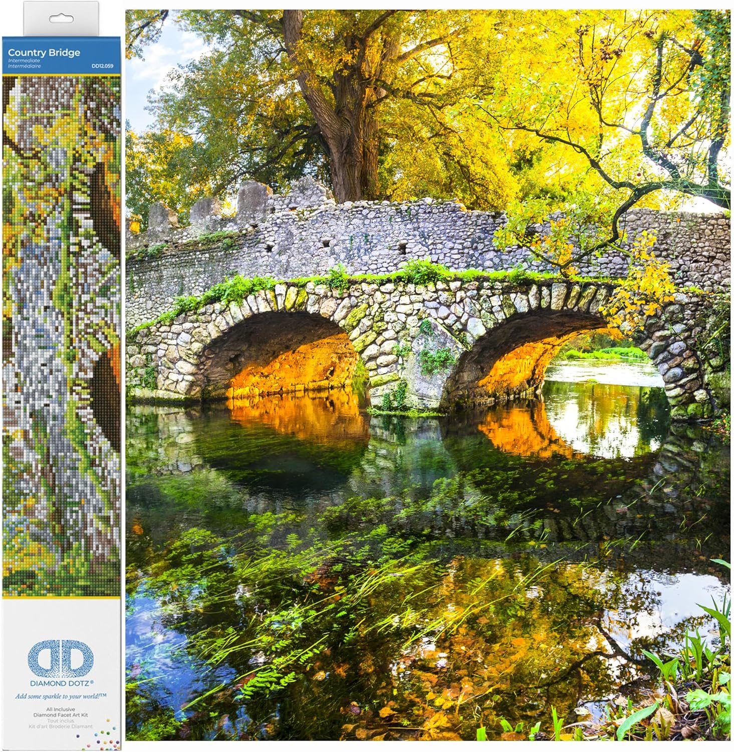 DIAMOND DOTZ Country Bridge Diamond Painting Kits for Adults - Diamond Art Kits a Relaxing Creative Craft Kit with Dotz Gems 20.3x20.3