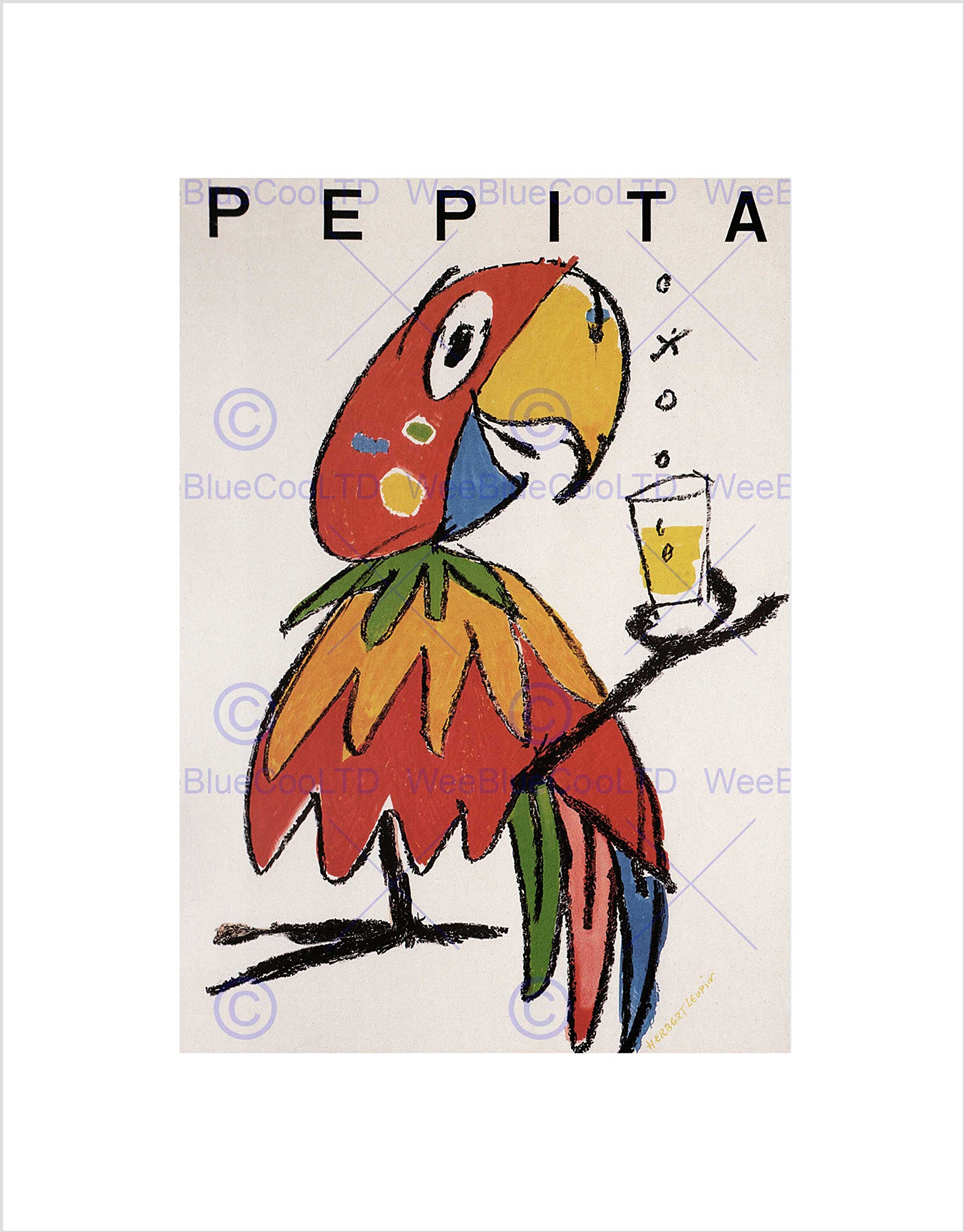 Wee Blue Coo Advert Pepita Soda Grapefruit Parrot Switzerland Wall Art Print