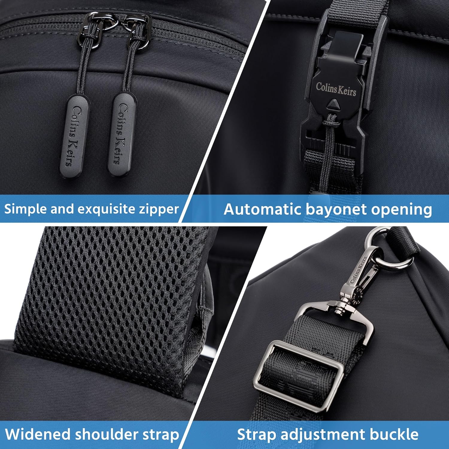 Large Travel Sling Bag for Men, Waterproof Crossbody Chest Bag for Leisure Vacation, Black Shoulder Bag Every Day - Image 8