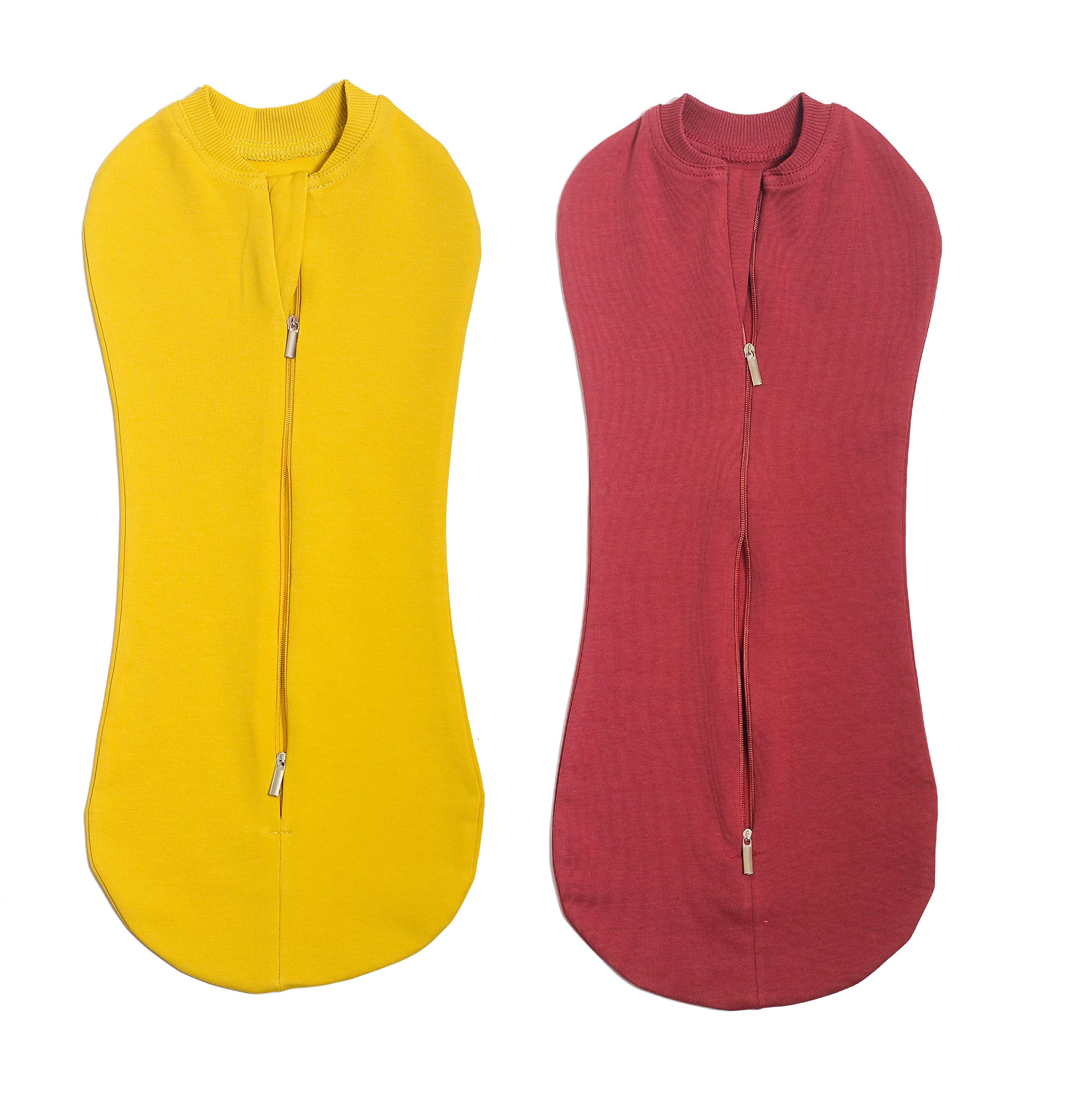 PEUBUD ® New Born Baby Zipper Swaddle Pod/Blankets/Wrap/Sleeping Sack/Bag for 0-3 Months (Pack of 2) (Yellow, Brown)