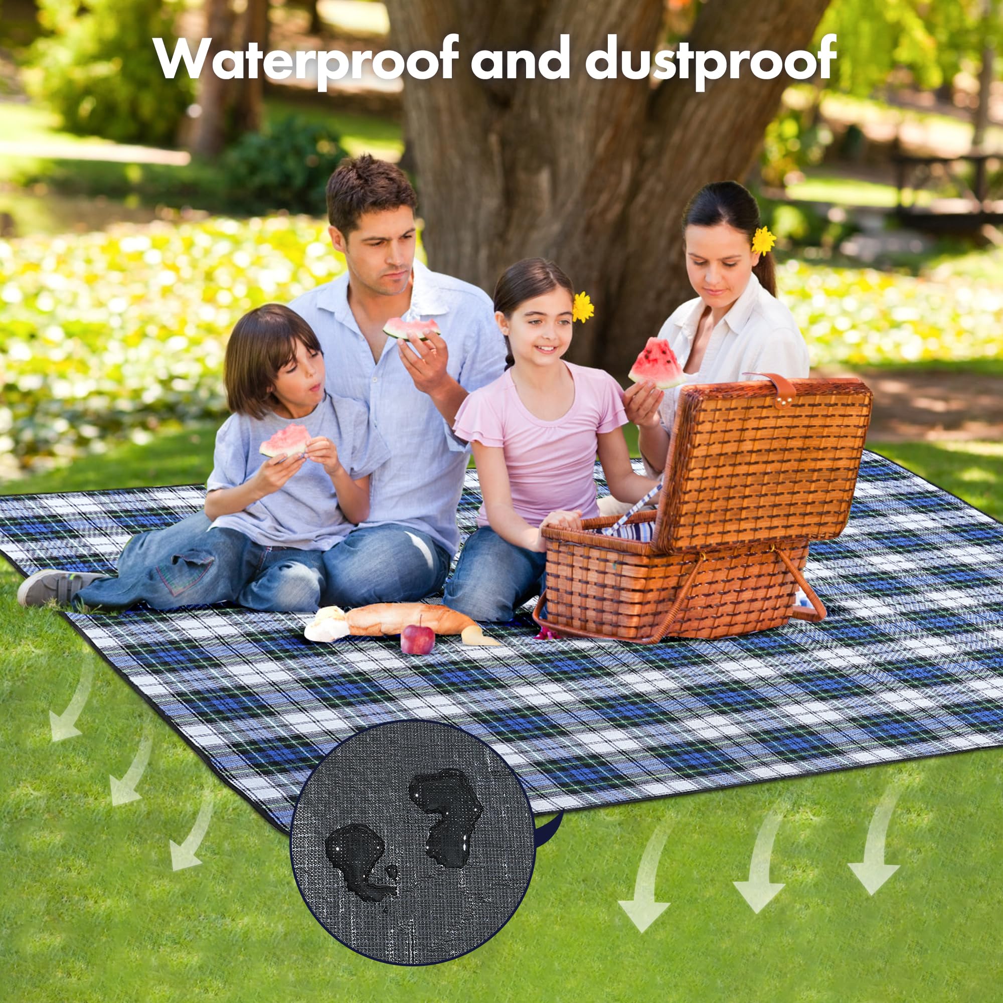 TRIXES Coperta da picnic XL impermeabile con maniglia per trasporto
