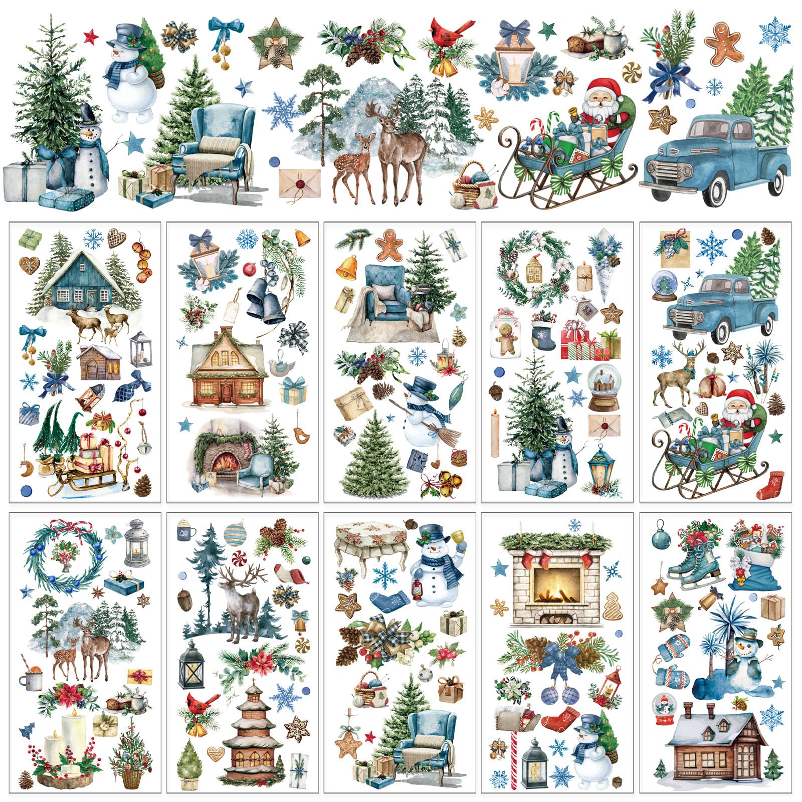 Feuilles de transfert Whaline bonhomme de neige pastel 15x30 cm pour loisirs créatifs