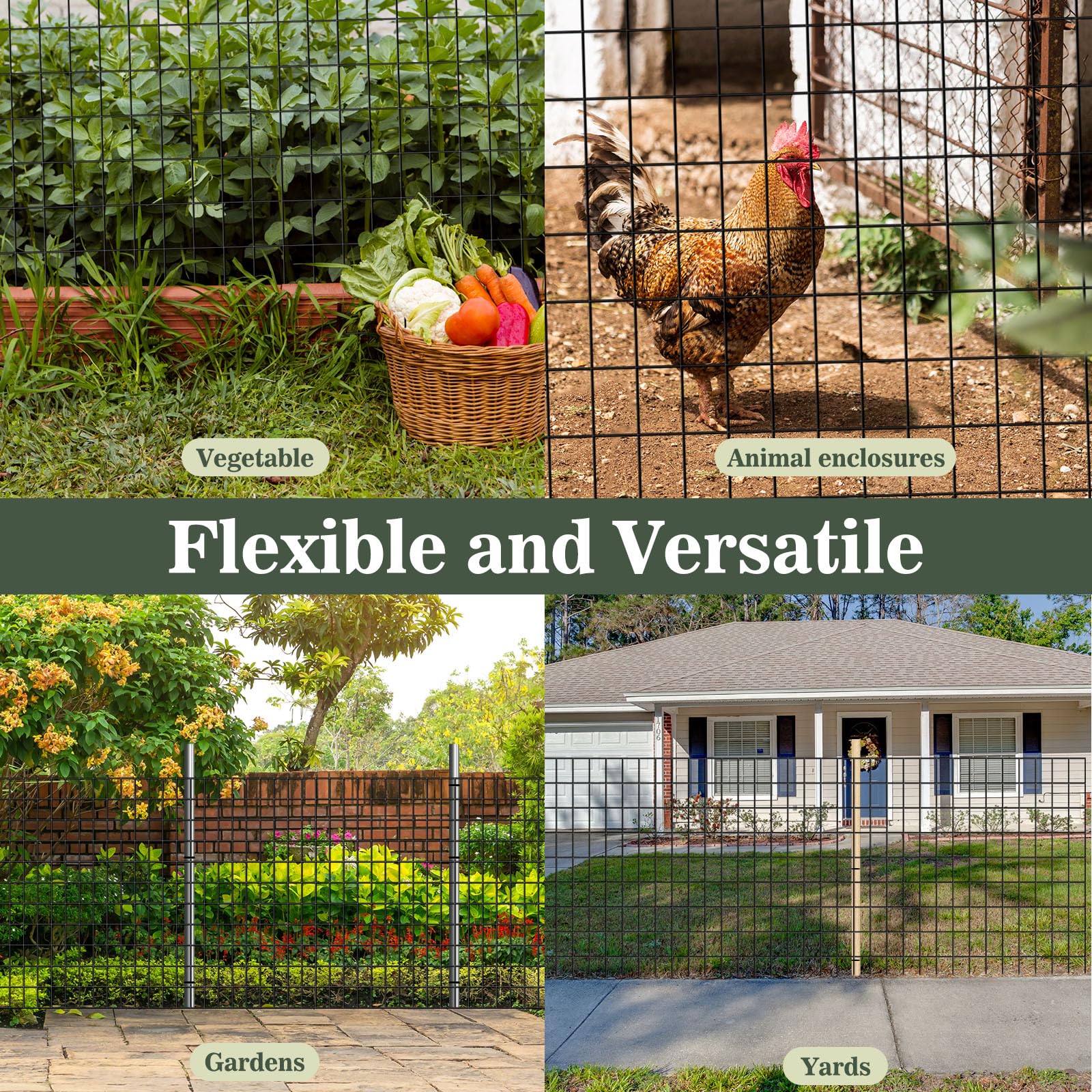 Amazon.com : Black PVC-Coated Wire Mesh Fence, 24IN x 50Ft Roll - 16GA  Durable Chicken Wire for Poultry, Dogs, Rabbits, Animal Barriers &  Gardening - Versatile Garden Fencing for DIY Projects &