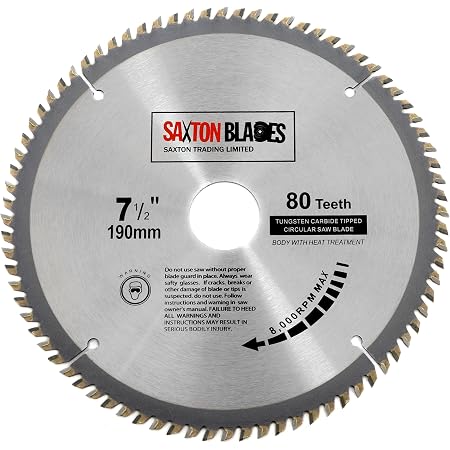 Lame Scie Circulaire Saxton TCT 150 Mm X 48 Dents - Alésage 20 Mm + Anneaux 16/10 Mm, Coupe Propre Bois Tendre/Dur, Contreplaqué, MDF, Compatible Ryobi Bosch Makita