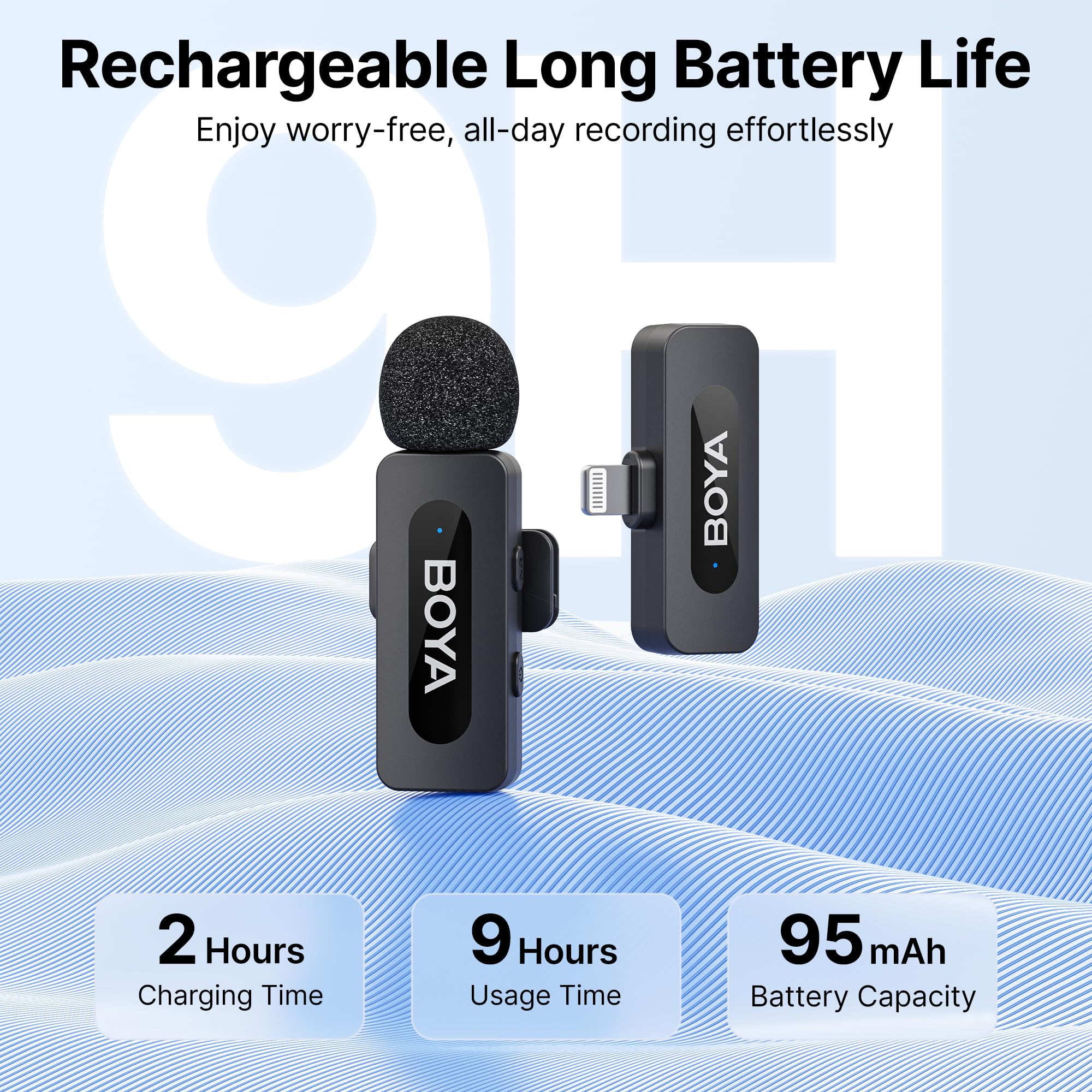 BOYA BY-V1 Wireless Lavalier Microphone for iPhone Mobile Phone Microphone iPhone Wireless, 100m Range - Image 2
