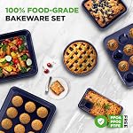 Nutrichef, Bakeware Set, Non-Stick Kitchen Oven Baking Pans - Carbon Steel with Non-Stick Blue Diamond Coating Inside & Outside, Baking Trays for Cooking and Baking, 6pc