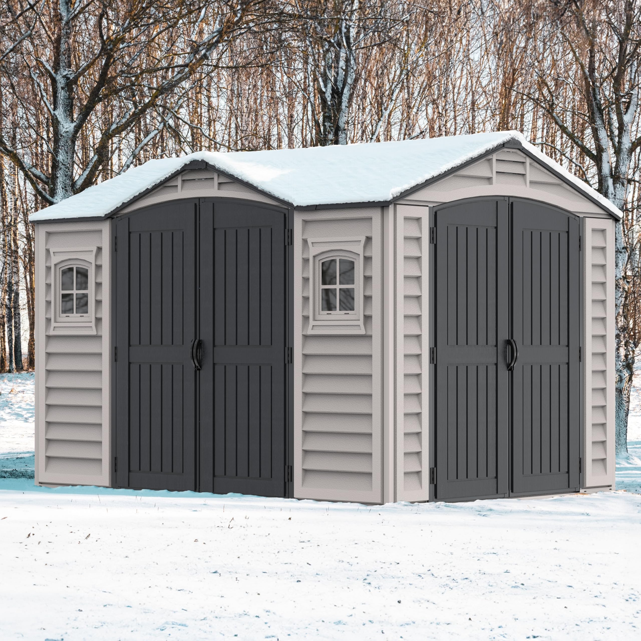 Produktbild von Duramax Apex Pro Plus Gartenhaus – Kunststoff-Gerätehaus Mit Doppeltüren & Fenstern