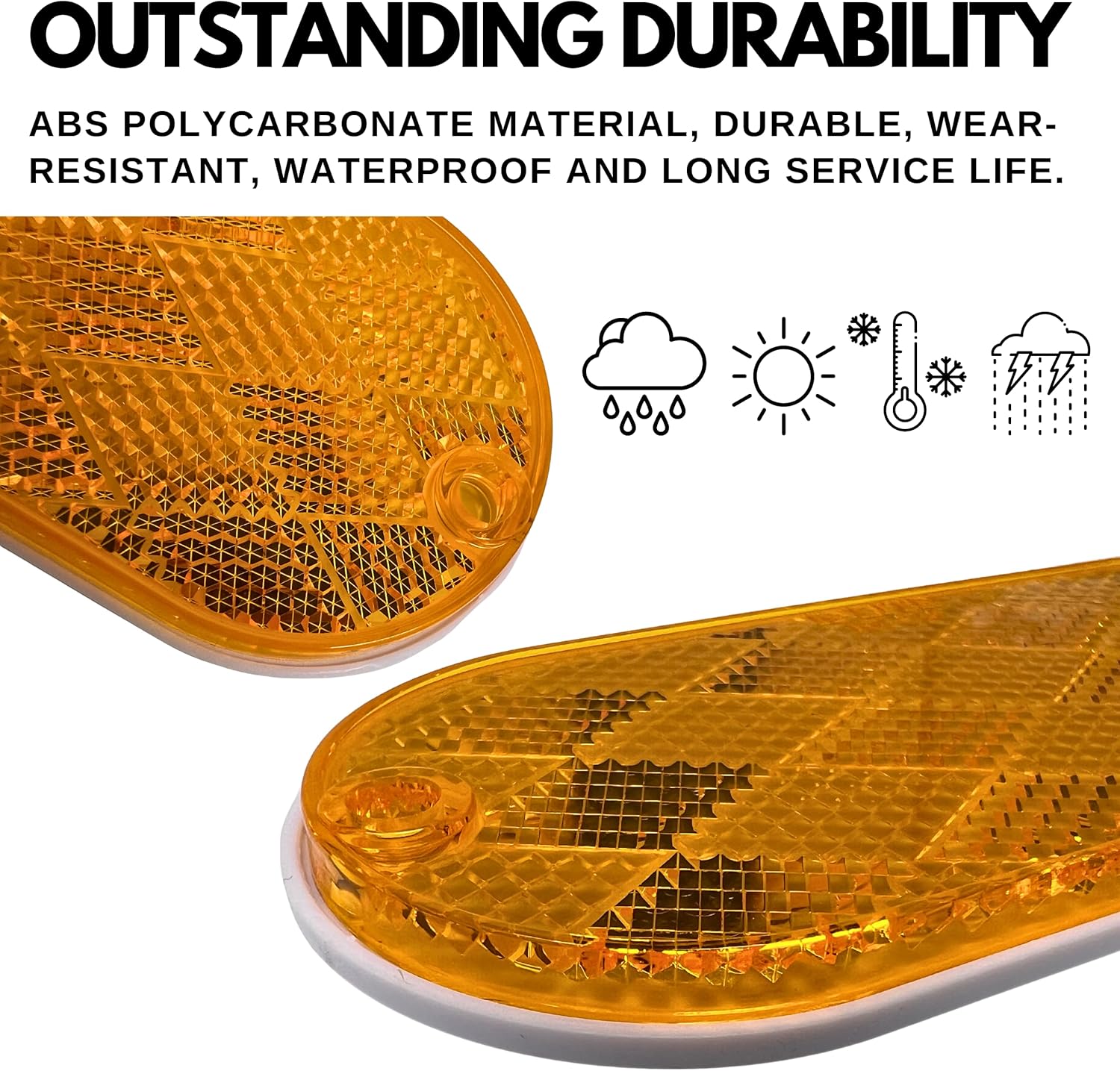All Star Truck Parts Oval Reflectors Red/Amber Self Adhesive Or Drill Mount Quick Mount SAE 13 DOT (Amber, 20)