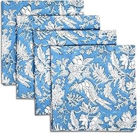 Vista 25 de CPC Servilletas de Tela 100% Algodón Juego de 4 Servilletas Reutilizables, Servilleta de Cena Floral Toile con Estampado de Bloques Indios, Regalo