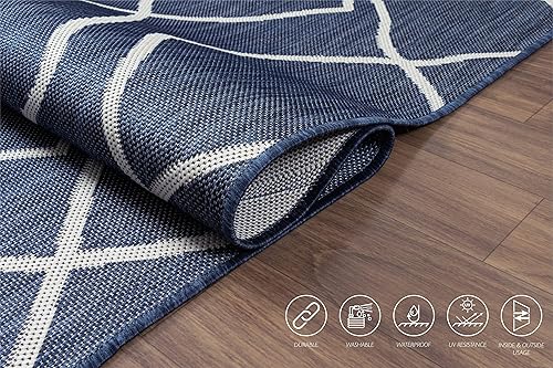Vista 240 de Adiva Rugs - Alfombra para interior y exterior, tapete fácil de limpiar, resistente a la intemperie y las manchas, para comedor, patio, terraza