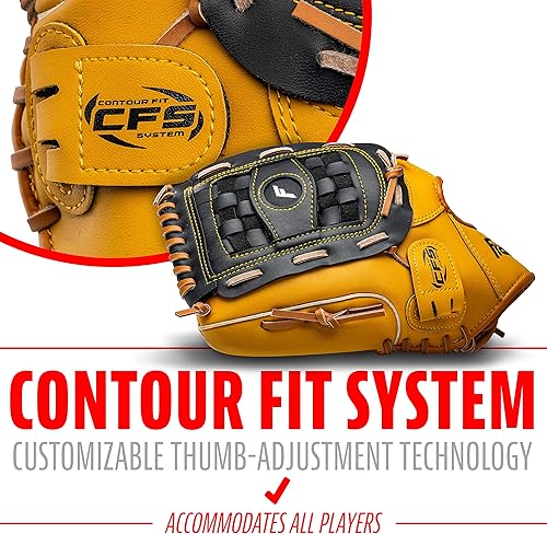 Vista 303 de Franklin Sports Field Master Baseball + Softball Glove - Field Master Adult + Youth Baseball + Softball Mitt - Men's + Women's Gloves - Right Hand