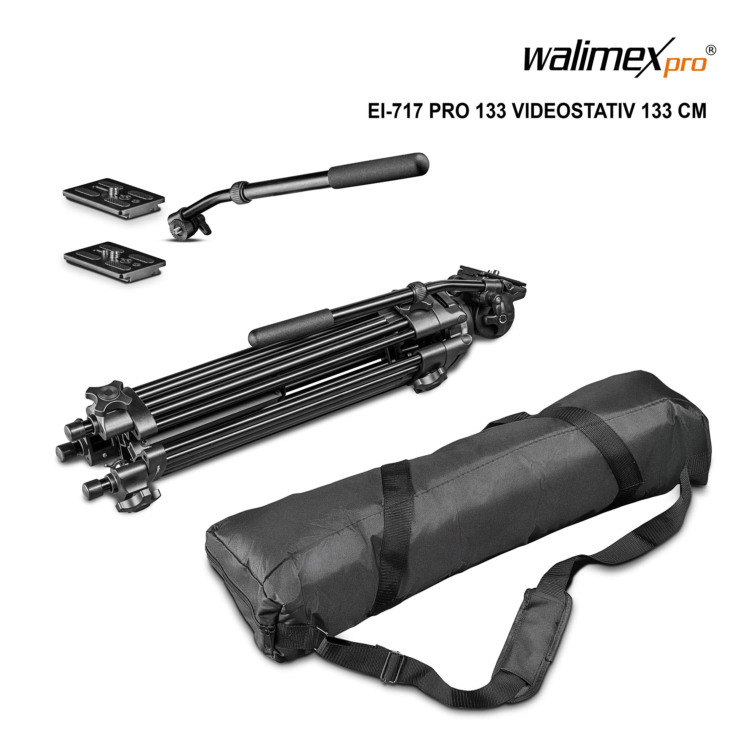 Walimex Pro EI-717 - Treppiede video-professionale, 133 cm
