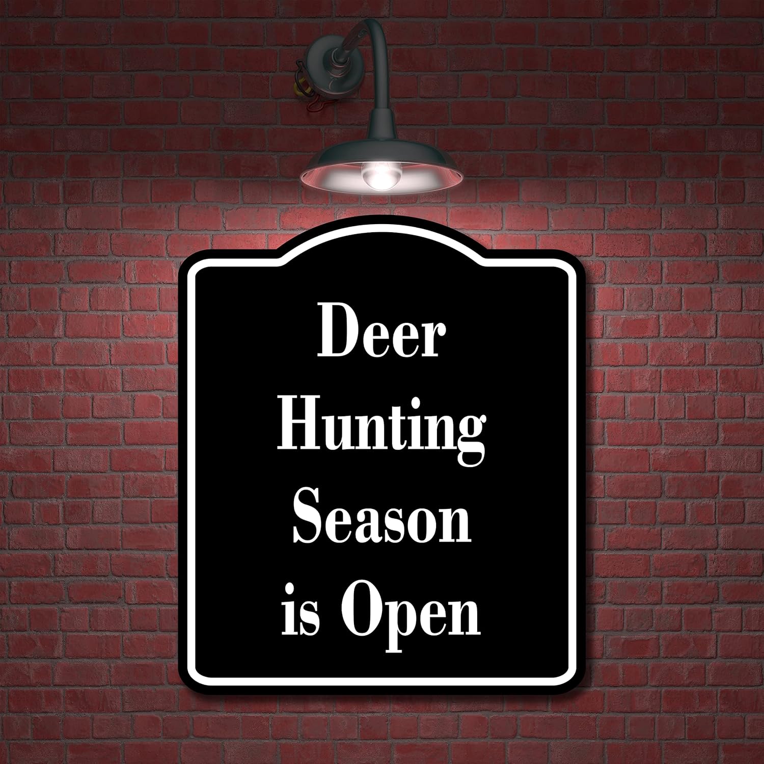 Deer Hunting Season is Open Hunt BLACK Aluminum Composite Sign, 15"x18"