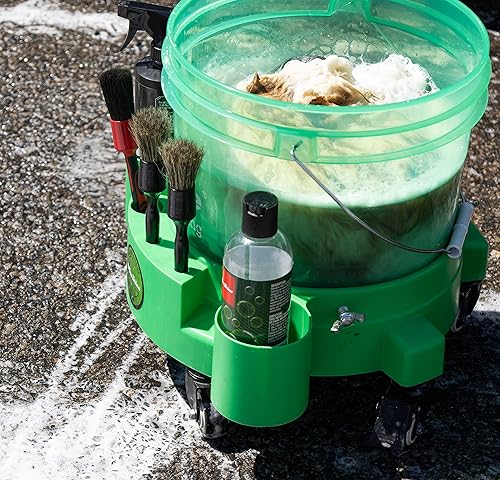 Miniatura 5 de Maxshine Carro utilitario rodante de 5 galones, verde, polipropileno, 5 ruedas, organizador de herramientas, movilidad de 360, almacenamiento de