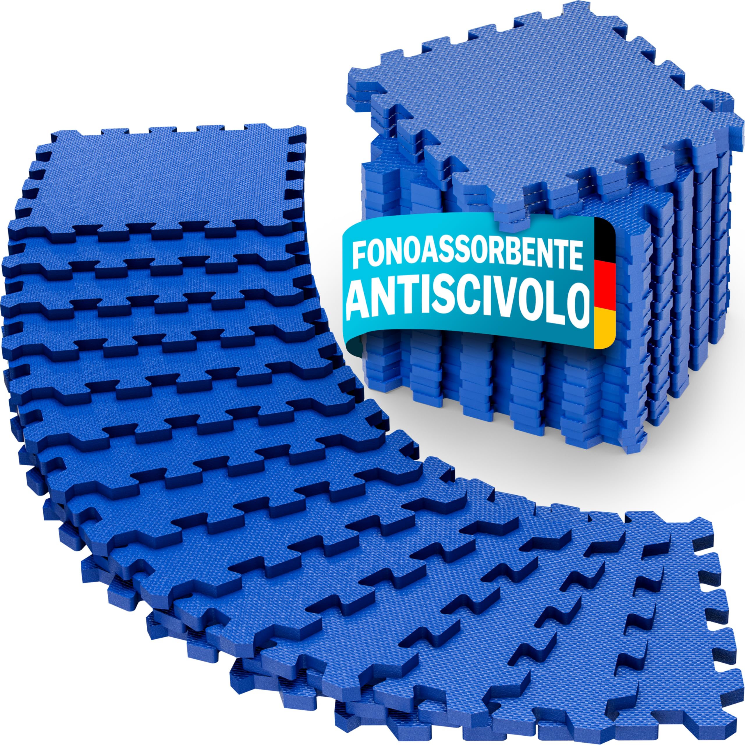 MONZANA Tappetino Fitness Tappeto da Ginnastica a Puzzle 16 Pezzi 180x180cm 3,24m² Sistema ad Incastro Palestra Protezione Pavimento in Gomma EVA Tappetini Sport Yoga Allenamento