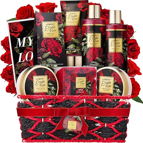 Gifts for Her - Exotic Rose Valentine Gift Basket for Women - Valentine's Day Gifts For Women