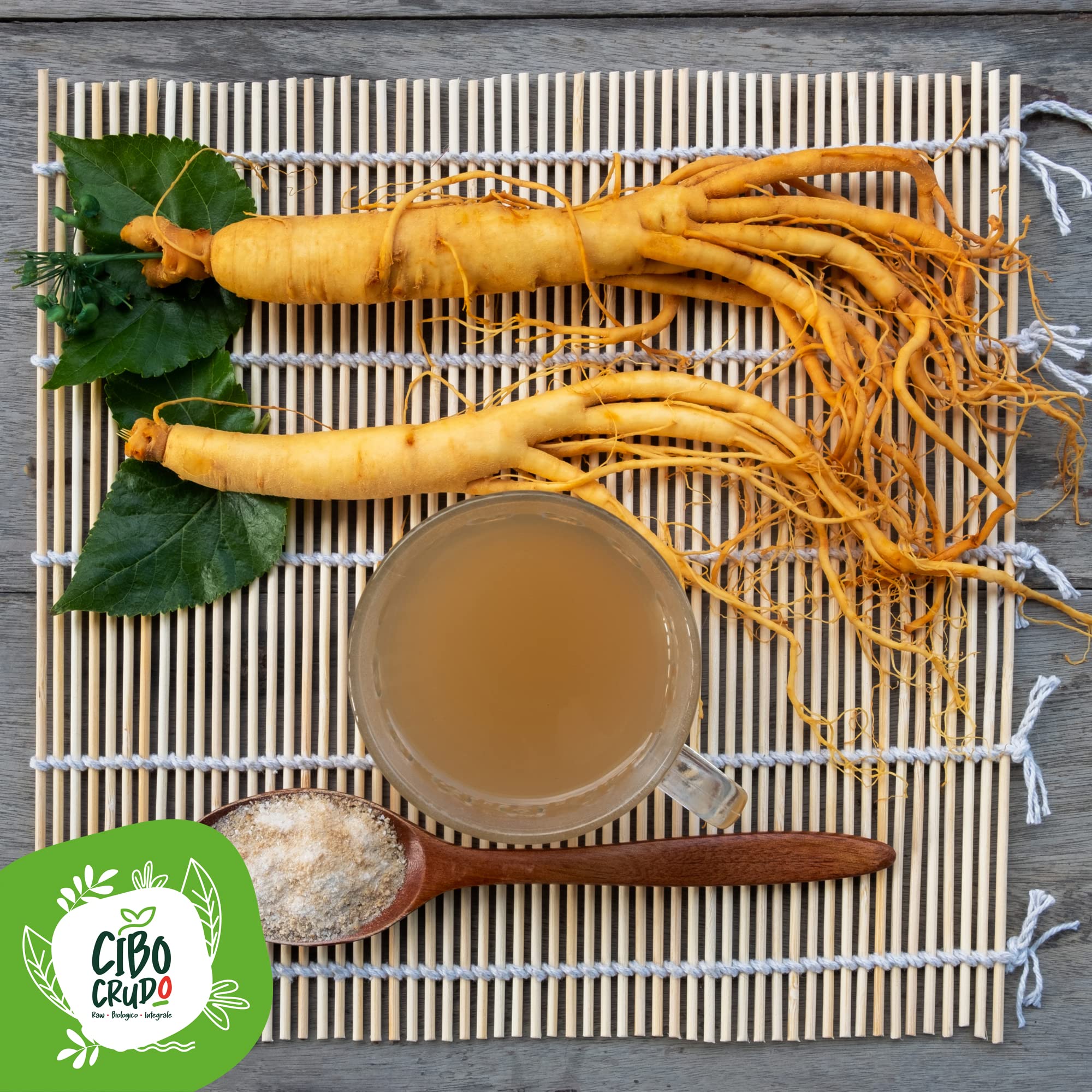 Panax Ginseng Pulver Bio - 75g. Enthält Ginsenoside Proteine ​​und Ballaststoffe. Bekannt als Koreanischer oder Asiatischer Ginseng.