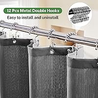 Vista 9 de Grey Shower Curtain and Liner, 3 in 1 Shower Curtain Set with 12 Double Sided Shower Curtain Hooks, Cloth Shower Curtains for Bathroom,Waterproof