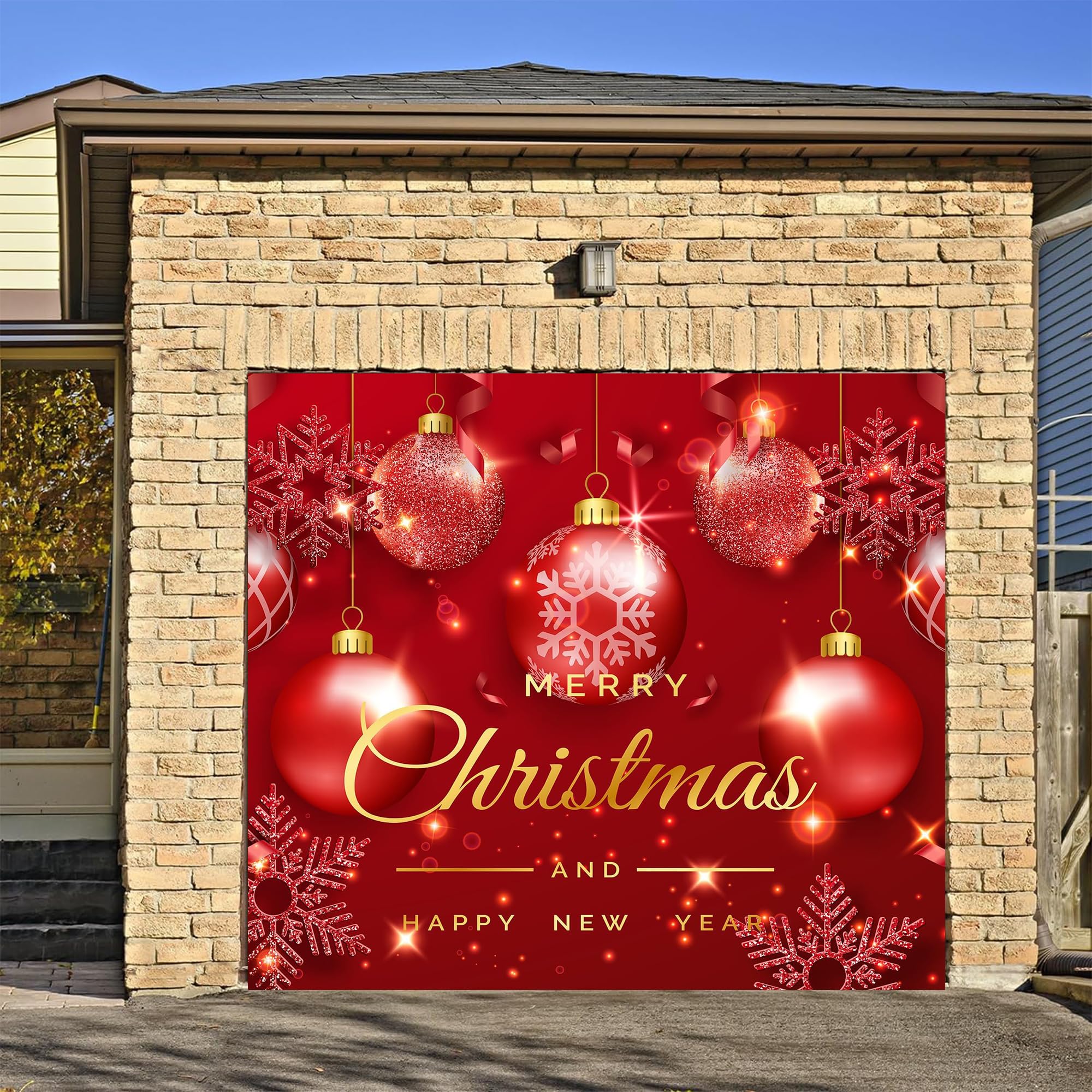 FINGUOLA Halloween Garage Door Decoration Banner - 8ft X 16ft, Polyester, Easy Install With Tape