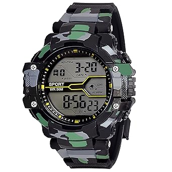 Grandson Digital Mens & Boys Watch (Black Dial Multicolored Strap)