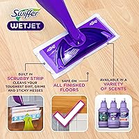 Vista 2 de Swiffer WetJet - Kit de iniciación de limpiador de trapeador de madera dura y piso, incluye: 1 mopa eléctrica, 10 almohadillas, solución