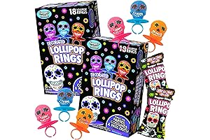 Day of the Dead Sugar Skull Lollipop Rings: Perfect Halloween Treat (18 Pack of 2)