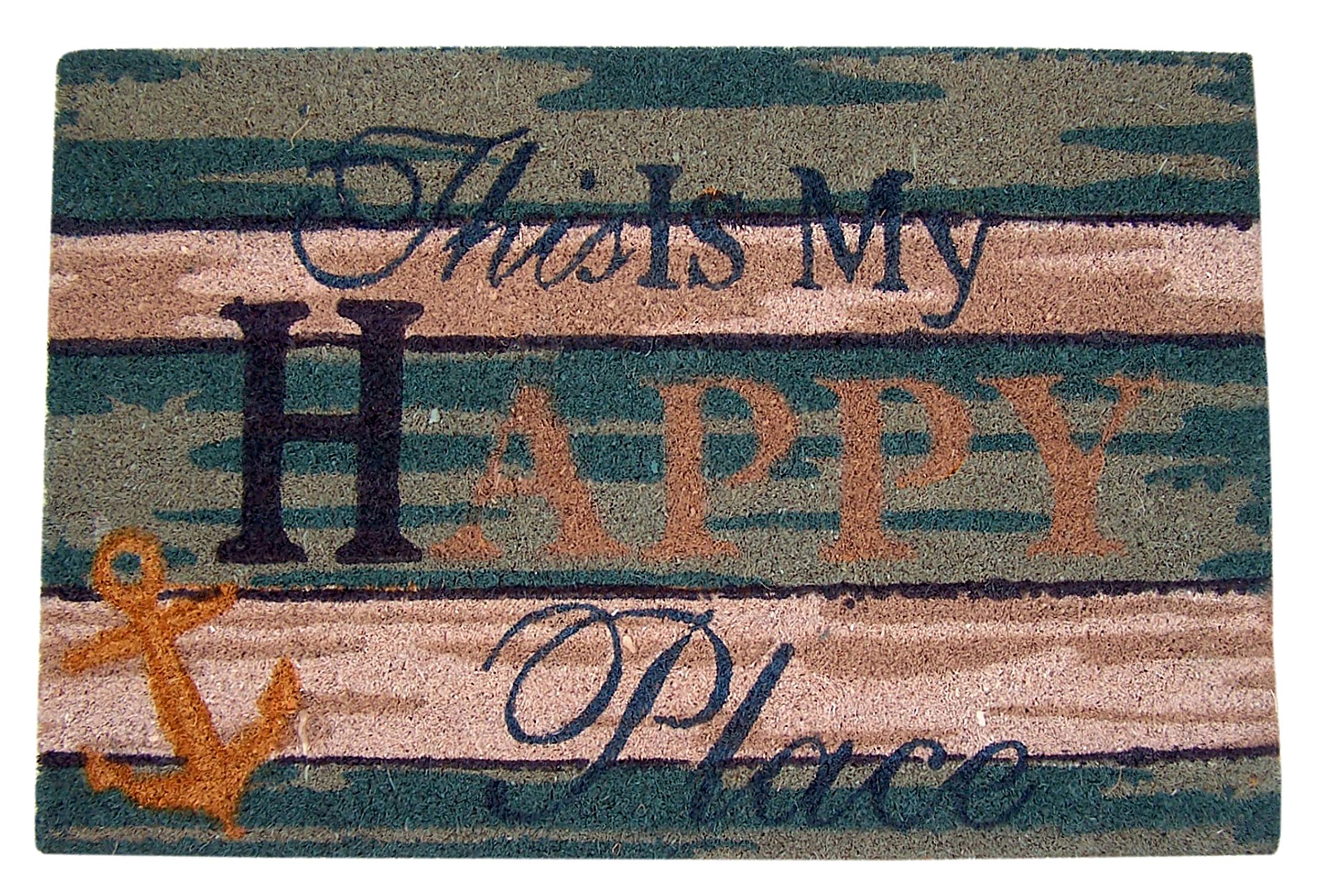 WowserThis is My Happy Place Anchor Themed Door Mat, Coir Fibre, 24 Inches