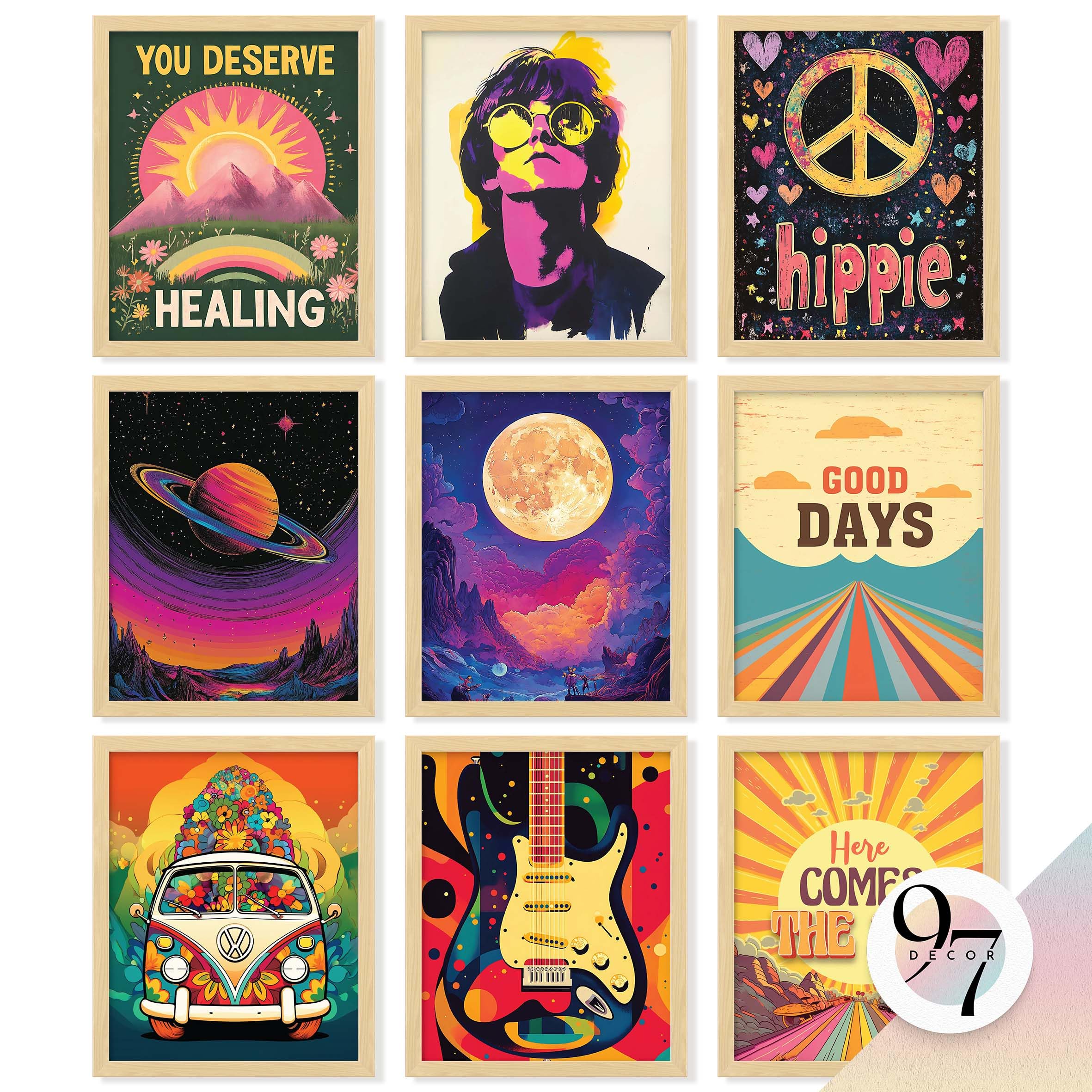 97 Decor Hippie Room Decor For Bedroom Aesthetic - Boho Hippie Wall Decor, 70s Retro Wall Art Prints, Groovy Pictures Hippy Collage, Cute Hippy