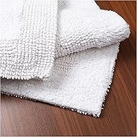 SaviHome 100% Pure Cotton Bath Mat Rug 17x24 White - Super Soft, Plush Absorbent, Reversible Hand-Tufted Bathroom Rug