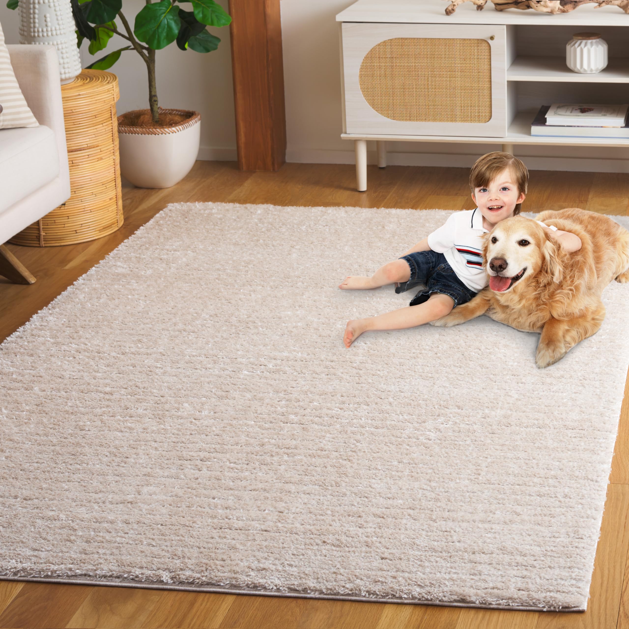Safavieh Shaggy Rug for Living Room Dining Room Bedroom Tahoe Shag Collection High Pile Cream 3ft x 5ft, 91 x 152 cm (Rectangular) - Image 2