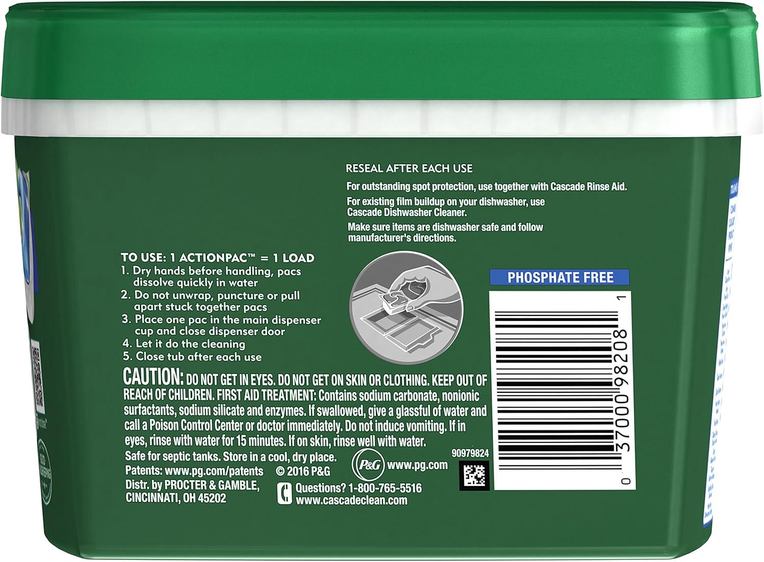 Cascade Complete Dishwasher Pods, Actionpacs Dishwasher Detergent, Fresh Scent with Dawn Power, 43 Count : Health & Household