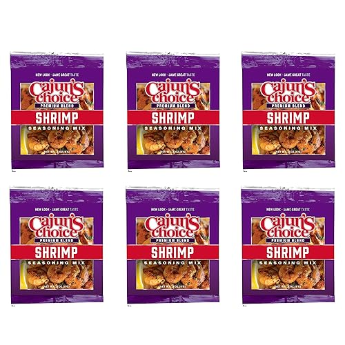 Cajun's Choice - Mezcla de condimentos de camarones cajún, paquete de 6, totalmente natural, sin gluten, auténtica especia de Luisiana para