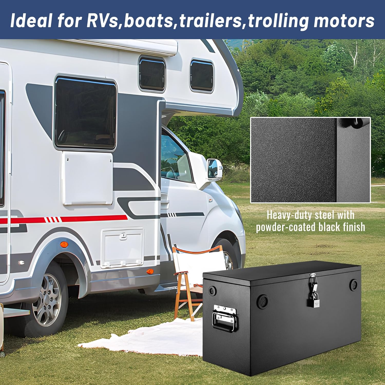 Steel Battery Box for Car, RV, Marine & Trolling Motor – Dual Battery Relocation Kit with Lock and Sealing Gaskets