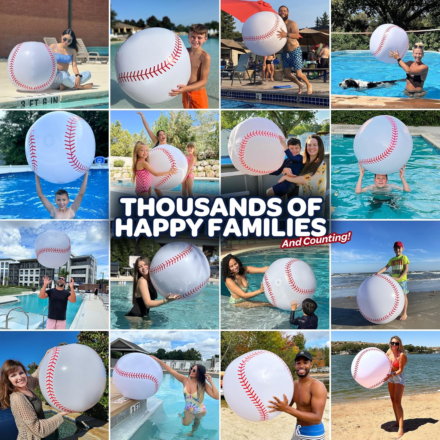 Large Beach Ball - New 8-Panel Design for Enhanced Durability and Ultra Round Shape - Best Big Beach Ball For Kids & Adults - 3X Thickness Material to Withstand Rough Play - Top Pool Party Hit of 2025 image 3 of 6 B0DY9YCLHL